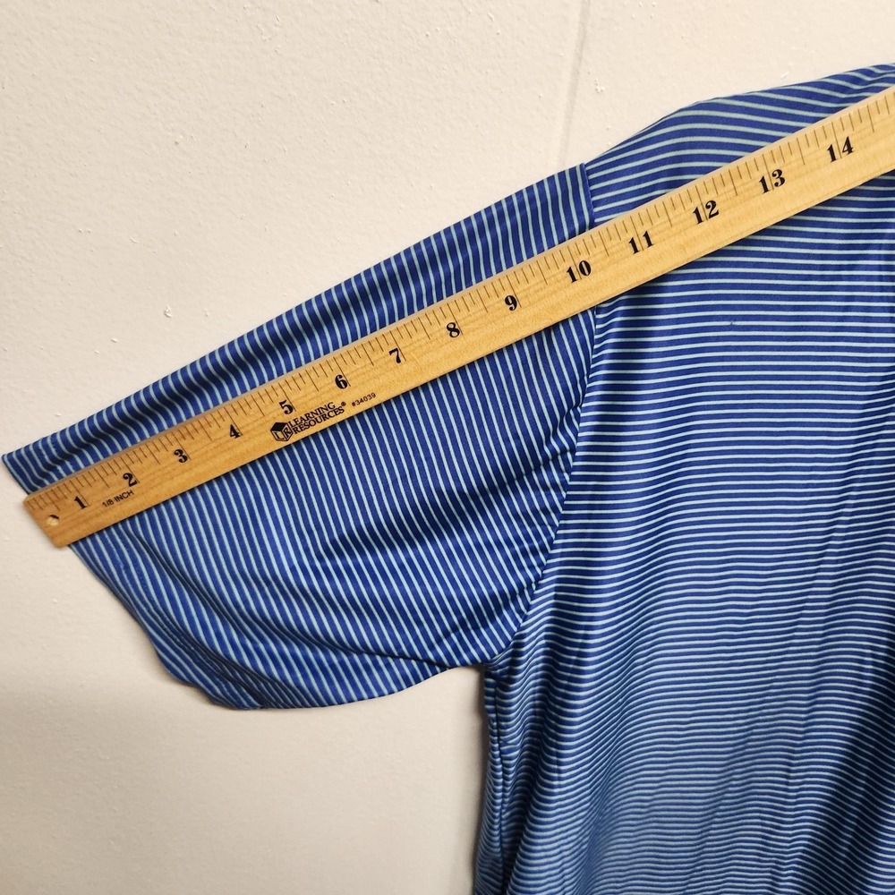 Collars & Co. Polo Shirt Mens Large Blue Featherweight Dress Collar Striped Golf - Picture 8 of 10